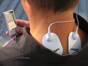 Elektrodplacering vid TENS/EMS, muskelstimulering.
